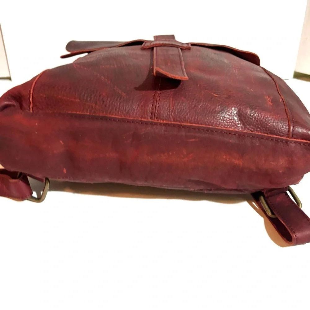 Handmade vintage unisex Elegant Burgundy distressed Leather Crossbody Bag